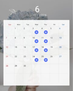 6月の営業カレンダー